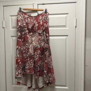 100% colorful asymmetric Hi Low Hem  Midi Silk Skirt Linda Allard